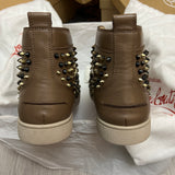 Authentic Christian Louboutin Brown Leather Spikes Sneakers 10UK 44 10 11US
