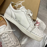 Authentic Christian Louboutin White Calf Leather Sneakers 10.5UK 44.5 11.5US