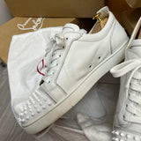 Authentic Christian Louboutin White Calf Leather Sneakers 10.5UK 44.5 11.5US