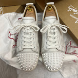 Authentic Christian Louboutin White Calf Leather Sneakers 10.5UK 44.5 11.5US