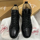 Authentic Christian Louboutin Black Cristal Python Sneakers 7UK 41 8US