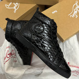 Authentic Christian Louboutin Black Cristal Python Sneakers 7UK 41 8US