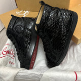 Authentic Christian Louboutin Black Cristal Python Sneakers 7UK 41 8US