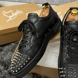 Authentic Christian Louboutin Black Leather Spikes Sneakers 9UK 43 10US