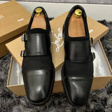 Authentic Christian Louboutin Black Monk Leather Shoes 7.5UK 41.5 8.5US