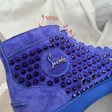 Authentic Christian Louboutin Pervenche Suede Purple Sneakers 7UK 41 8US