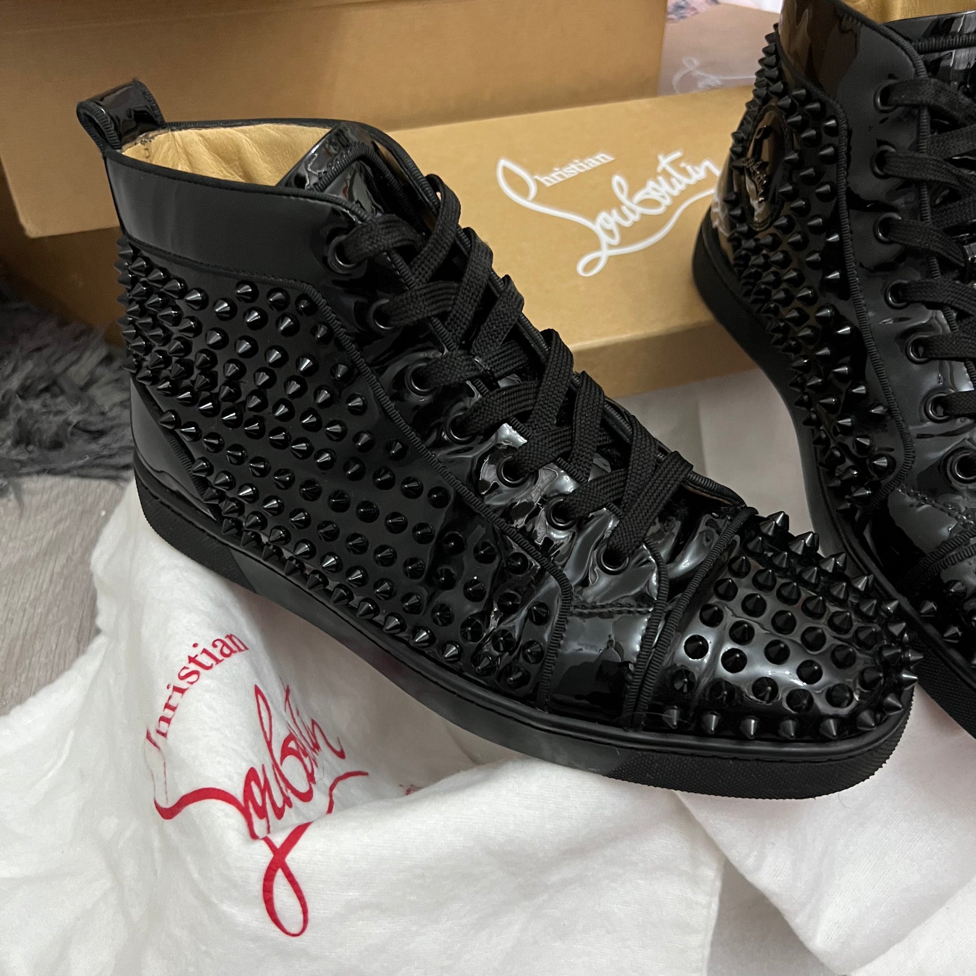 Christian louboutin shiny sneakers hotsell