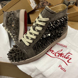 Authentic Christian Louboutin Grey Pik Pik Suede Spikes Sneakers 7UK 41 8US