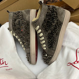 Authentic Christian Louboutin Grey Pik Pik Suede Spikes Sneakers 7UK 41 8US