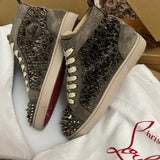 Authentic Christian Louboutin Grey Pik Pik Suede Spikes Sneakers 7UK 41 8US