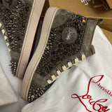 Authentic Christian Louboutin Grey Pik Pik Suede Spikes Sneakers 7UK 41 8US