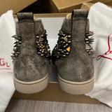 Authentic Christian Louboutin Grey Pik Pik Suede Spikes Sneakers 7UK 41 8US